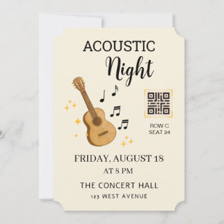 Acoustic Music Event Ticket Pass with QR Code Kaart