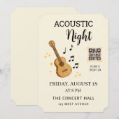 Acoustic Music Event Ticket Pass with QR Code Kaart (Voorkant / Achterkant)