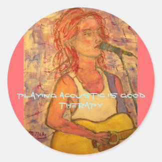acoustic spelen is goede therapie ronde sticker
