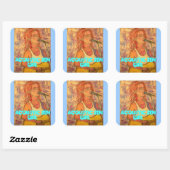 Acoustic Zen Girl Vierkante Sticker (Vel)