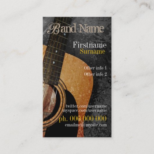 Acoustique Grunge Guitare Carte de visite de musiq (Devant)