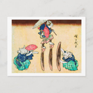 Acrobat Cat, Hiroshige, Ukiyo-e Briefkaart
