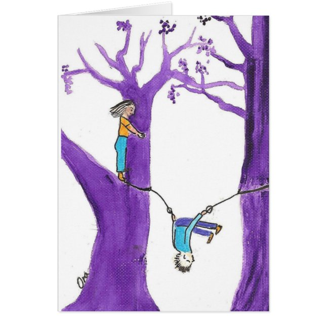Acrobat op twee paarse bomen (Voorkant)