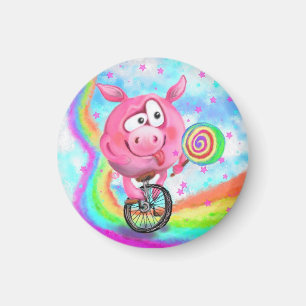 Acrobat Piggy Cyclist Licences Lollipop Magnet