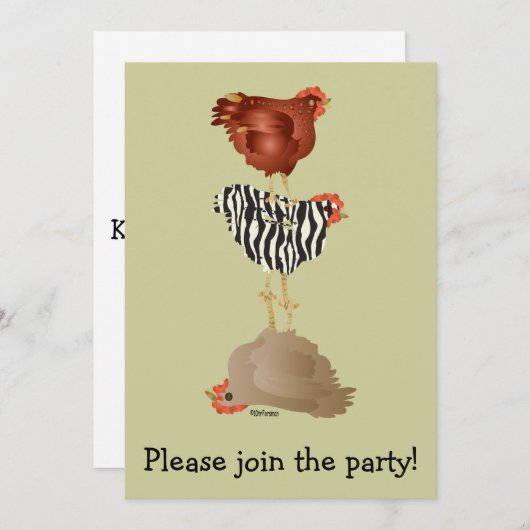 Acrobate kippen (hen party?) Uitnodiging (Voorkant / Achterkant)