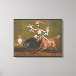 Acrobaten te paard. canvas afdruk
