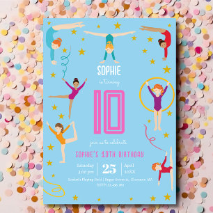 Acrobatics and gymnastics sport girl birthday kaart