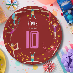 Acrobatics and gymnastics sport girl birthday papieren bordje