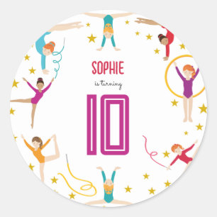 Acrobatics and gymnastics sport girl birthday ronde sticker