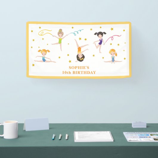 Acrobatiek leuke verjaardag kinder spandoek (Beurs)