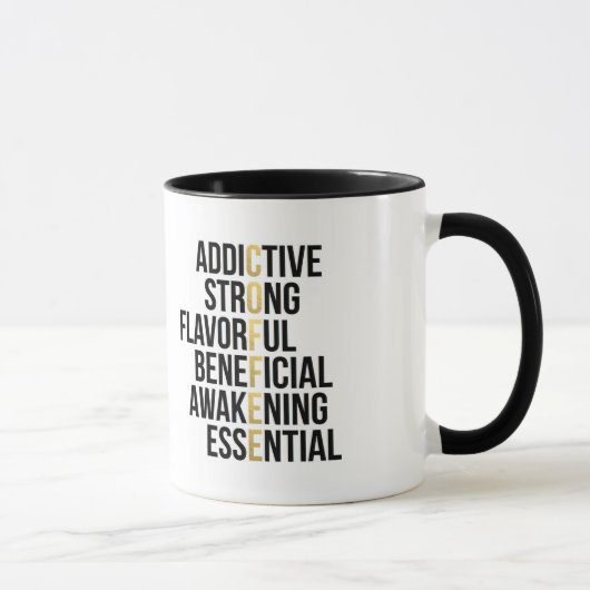 Acronyme café typographie noire Mug (Droite)