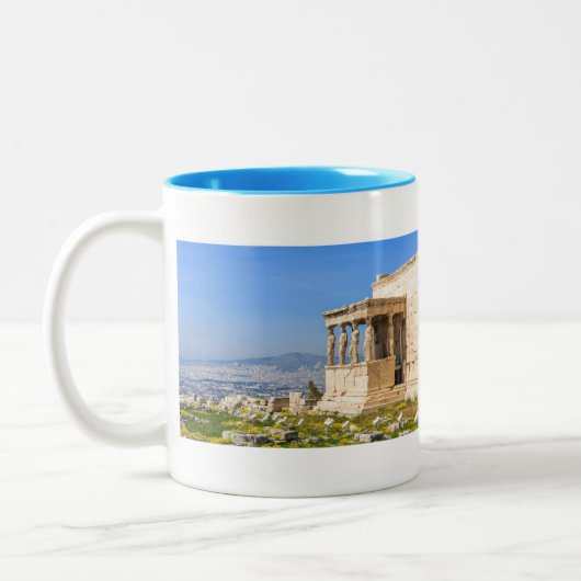 Acropolis hill, Athene, Griekenland Tweekleurige Koffiemok (Links)