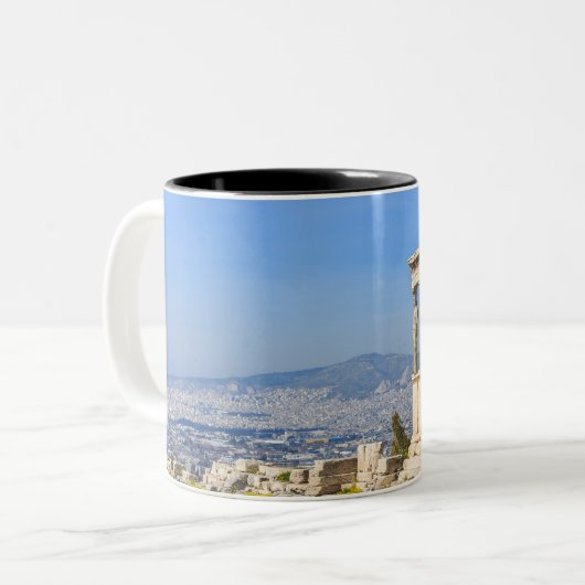 Acropolis Hill Athènes Grèce Mug à café à deux ton (Devant gauche)