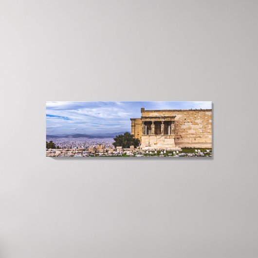 Acropolis met troebele hemel als achtergrond, Athe Canvas Afdruk (Voorkant)