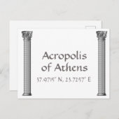 Acropolis van Athene Latitude-lengte Briefkaart (Voorkant / Achterkant)