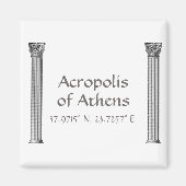 Acropolis van Athene Latitude-lengte Magneet (Voorkant)