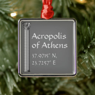 Acropolis van Athene Latitude-lengte Metalen Ornament
