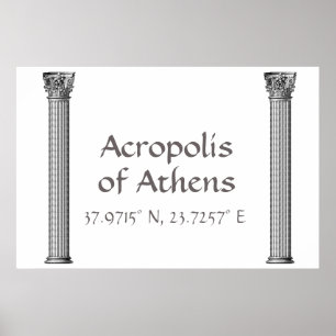 Acropolis van Athene Latitude-lengte Poster