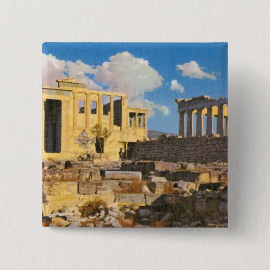Acropolis Vierkante Button 5,1 Cm (Voorkant)