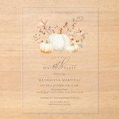 ACRYL 65e Verjaardag Witte Pompoen Fall Bladeren Acryl Uitnodigingen (Voorkant)