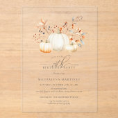 ACRYL 70e verjaardag Witte pompoen val bladeren Acryl Uitnodigingen (Voorkant)