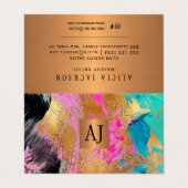 Acryl abstract schilderij kopergoud monogrammed visitekaartjes (Buitenkant ongevouwen)