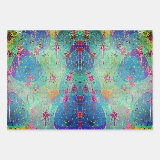 acryl abstracte kunst in levendige kleuren inpakpapier vel (Voorkant 3)