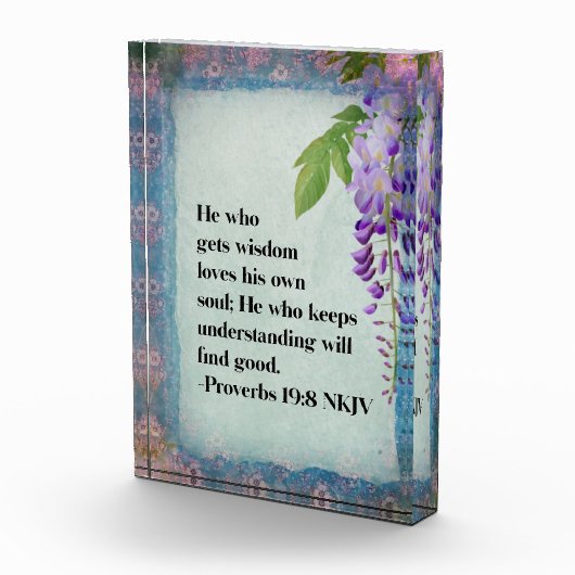 Acryl Bijbel Verse Blok - Spreuken 19:8 (Rechts)