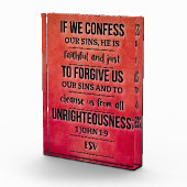 Acryl bijbelvers blok - 1 Johannes 1:9 ESV (Rechts)