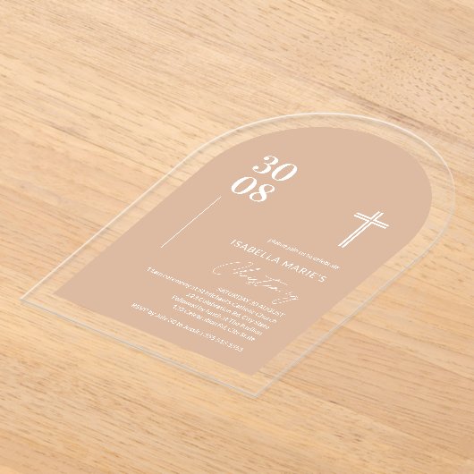 Acryl Blush Roze doop uitnodiging Acryl Uitnodigingen (Laagn)