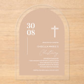 Acryl Blush Roze doop uitnodiging Acryl Uitnodigingen (Voorkant)