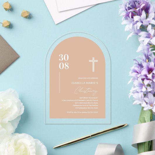 Acryl Blush Roze doop uitnodiging Acryl Uitnodigingen (Insitu (Huwelijk))