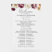 Acryl Bourgondië Wedding Ceremony Program Teken Acryl Bord (Voorkant)