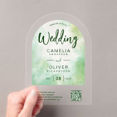 ACRYL BRUILOFT Artistieke Groene QR Code RSVP Webs Acryl Uitnodigingen (Insitu (Draagbaar))