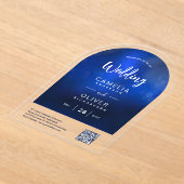 ACRYL BRUILOFT Diep Ombre Blauw QR Code RSVP Acryl Uitnodigingen (Laagn)