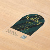 ACRYL BRUILOFT Groen Goud QR Code RSVP Website Uitnodigingen (Laagn)
