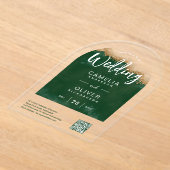 ACRYL BRUILOFT Groene Agaat QR Code RSVP Website Acryl Uitnodigingen (Laagn)