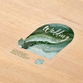 ACRYL BRUILOFT Natuur Groene QR Code RSVP Website Uitnodigingen (Laagn)