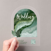 ACRYL BRUILOFT Natuur Groene QR Code RSVP Website Uitnodigingen (Insitu (Draagbaar))