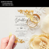 ACRYL bruiloft nodigt gouden kant Elegant Clear Acryl Uitnodigingen