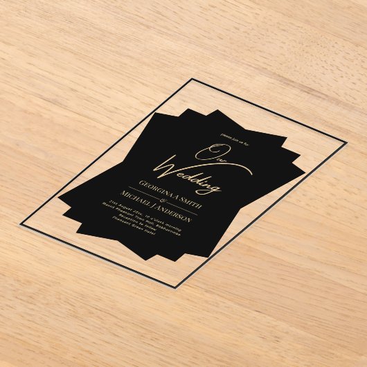 ACRYL bruiloft nodigt zwart goud uniek modern uit Acryl Uitnodigingen (Laagn)
