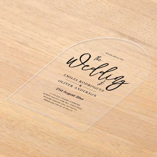 ACRYL bruiloft nodigt zwarte tekst vet Initialen Acryl Uitnodigingen (Laagn)