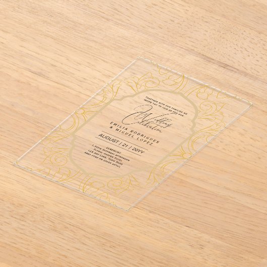 ACRYL bruiloft nodigt zwarte tekst vet Initialen Acryl Uitnodigingen (Laagn)