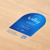 ACRYL BRUILOFT Sky Blue Ombre QR Code RSVP Acryl Uitnodigingen (Laagn)