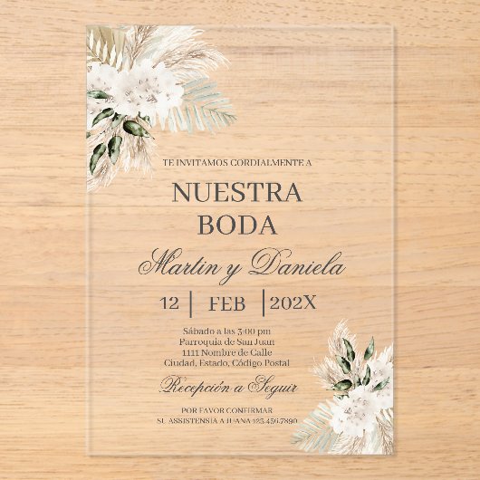 Acryl bruiloft uitnodiging acryl uitnodigingen (Voorkant)