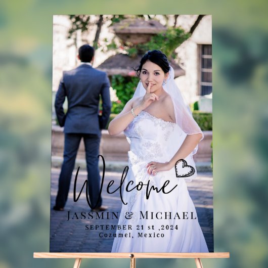 Acryl bruiloft welkomstbord met foto bord (Neutraal)