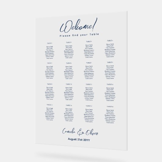 ACRYL BRUILOFT ZITTAFEL GRAFIEK 16 Tafel Marine Acryl Bord (Hoek)