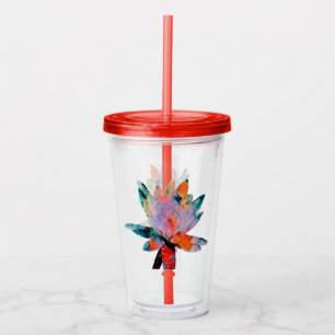 Acryl Drink glas met stro en Lily bovenwater