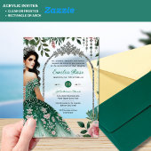 ACRYL Emerald Green Silver Quince Jurk Bloemen Acryl Uitnodigingen