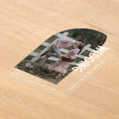 ACRYL foto bruiloft moderne boog witte tekst Uitnodigingen (Laagn)